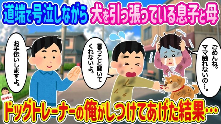 【2ch馴れ初め】道端で号泣しながら犬を引っ張っている息子と母→ドッグトレーナーの俺がしつけてあげた結果…【伝説のスレ】