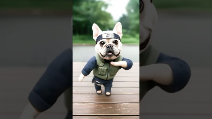 フレブルさん AIで 科目三 ダンス ナルト 🕺🐾 #french bulldog【お預かり記念】