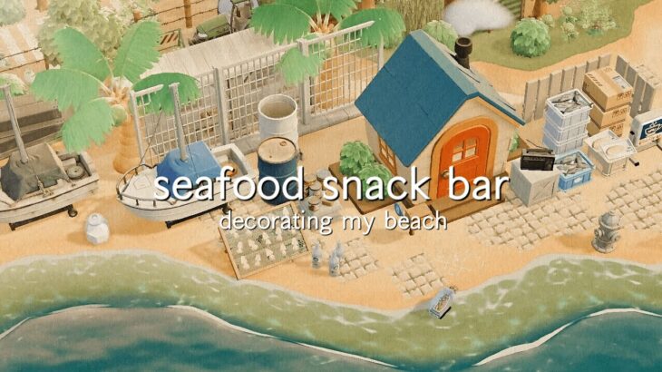青×白が映える海の家 | seafood snack bar | decorating my beach | Animal crossing new horizons | あつ森 | 島クリ