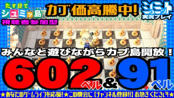 【あつ森】カブ島開放602＆91ベル＠手数料不要＆往復ＯＫ♪解凍失敗したら予定変更！～概要欄必読！【あつまれどうぶつの森  参加型ライブ配信中 Mr.シュミット実況プレイ】