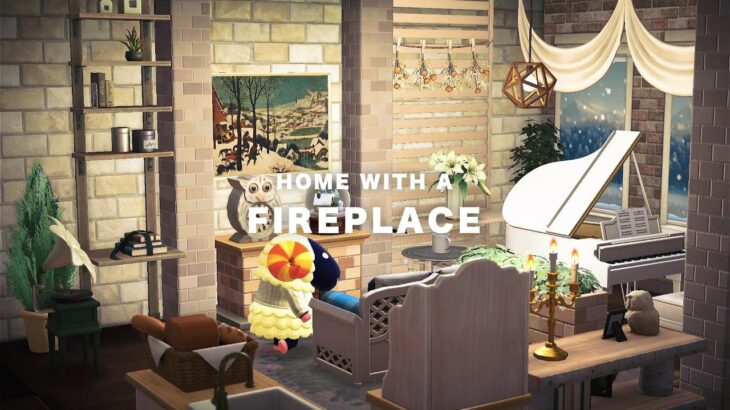 【あつ森】メリヤス-だんろのある暮らし  Vesta – Home with a Fireplace | ハピパラ  島クリエイト  Animal Crossing