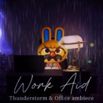 【あつ森BGM】 雷雨の日のオフィス⛈️音楽無し：オフィスアンビエント｜work aid /８時間 💻 [ キーボードの音/会社環境音 ]🎧