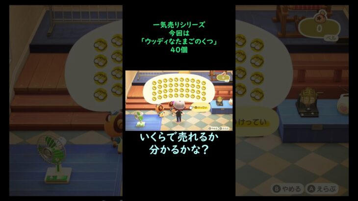 【あつ森】　一気売り シリーズ  Part256 今回は 【ウッディなたまごのくつ】 40個 いくらか分かるかい？