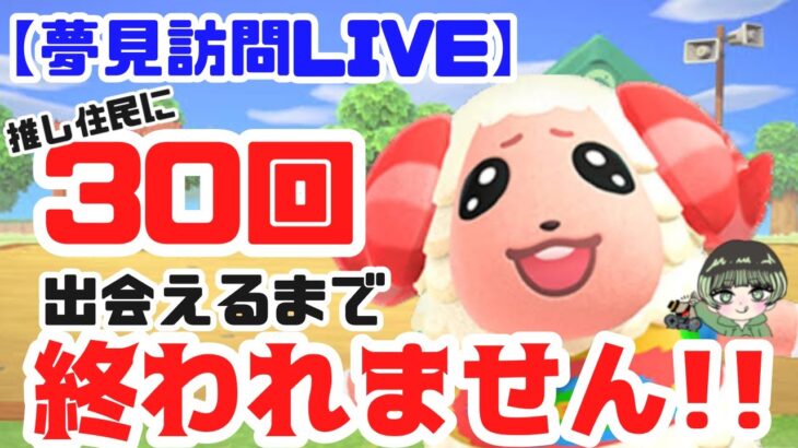 【あつ森 耐久配信】夢見訪問で推し住民に30回会えるまで終われません！！🦐≪初見さん大歓迎◎✋≫