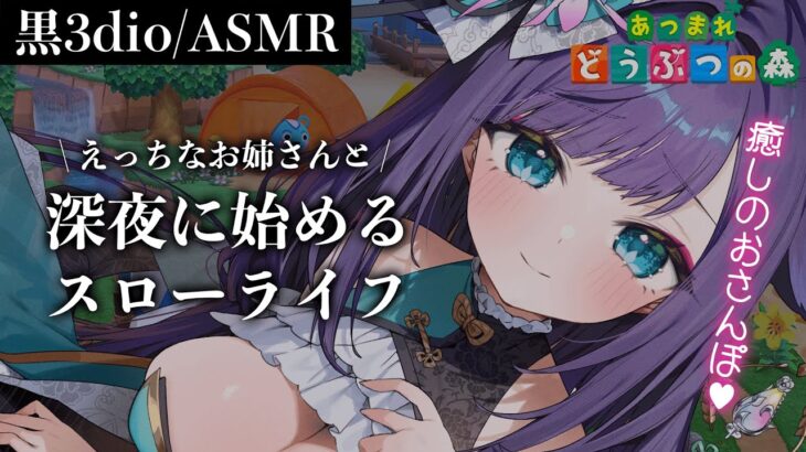 【ASMR/黒3dio】深夜のおさんぽ♥あつ森でお話しながら快眠♡【#新人vtuber / #姫雅夜花香 /  #あつ森 】