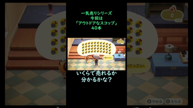 【あつ森】　一気売り シリーズ  Part554 今回は 【アウトドアなスコップ】 40本 いくらか分かるかい？