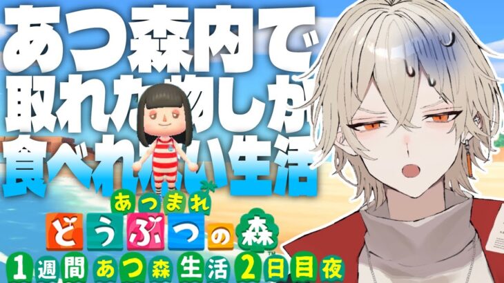 【あつ森】1週間あつ森内で入手した物しか食べれない生活～2日目 夜の農業編～【新人vtuber /  弐十】