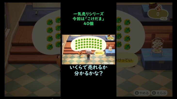 【あつ森】　一気売り シリーズ  Part686 今回は 【こけだま】 40個 いくらか分かるかい？