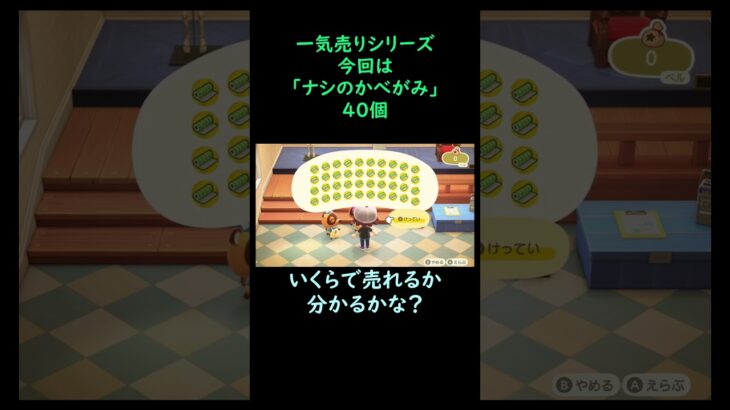 【あつ森】　一気売り シリーズ  Part831 今回は 【ナシのかべがみ】 40個 いくらか分かるかい？