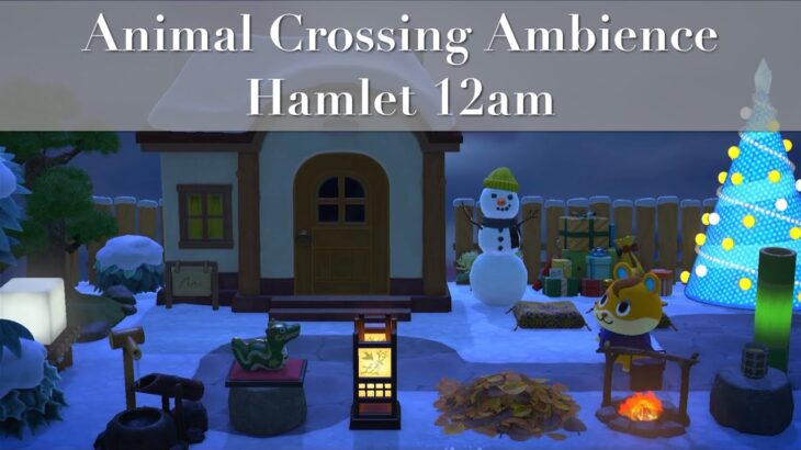 asmr Animal Crossing Ambience BGM | Winter Night Hamlet Animation | あつ森BGM Work Study Sleep