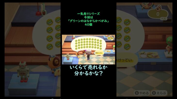 【あつ森】　一気売り シリーズ  Part920 今回は 【グリーンのはながらかべがみ】 40個 いくらか分かるかい？