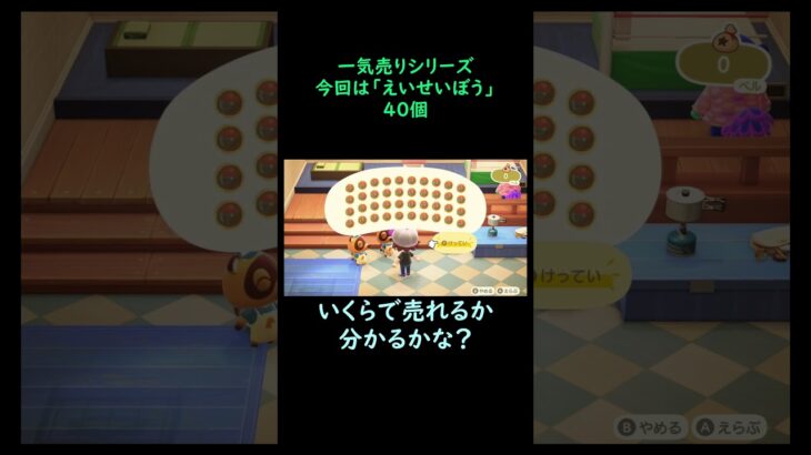 【あつ森】　一気売り シリーズ  Part966 今回は 【えいせいぼう】 40個 いくらか分かるかい？