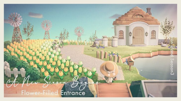 【あつ森】新シーズン開始！花畑が広がるエントランス｜飛行場～案内所前｜Citron島シーズン3-01【島クリエイト】