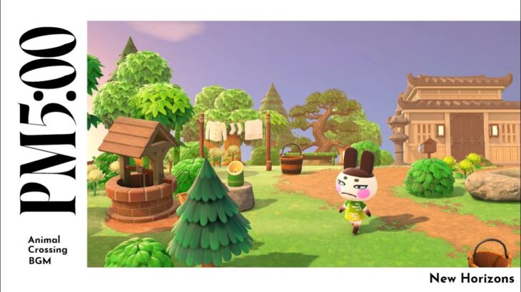 【あつ森BGM🎧】PM5:00｜🎋竹と灯籠が揺れる夕暮れの和風庭園｜環境音あり｜Animal Crossing BGM + Ambient
