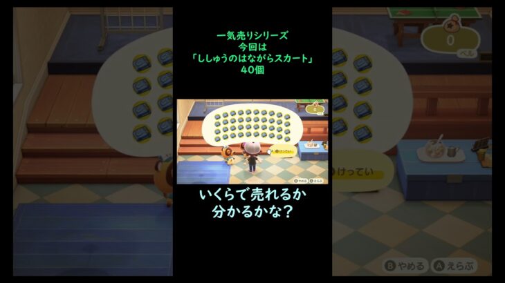 【あつ森】　一気売り シリーズ  Part1307 今回は 【ししゅうのはながらスカート】 40個 いくらか分かるかい？