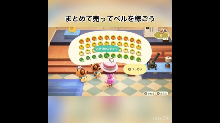 カボチャをまとめて売ってベルを稼ごう　#あつ森 #あつまれどうぶつの森 #vlog #asmr #shorts こはくちゃんねる2424