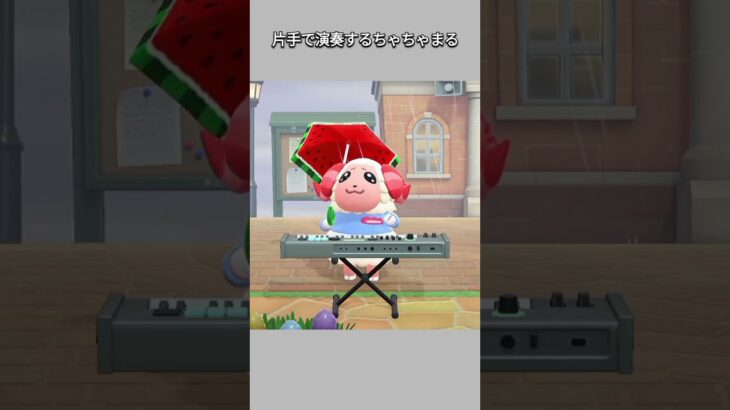 【あつ森】雨の中、傘をさしながら片手で演奏する器用なちゃちゃまる☔️🎹😊【あつまれどうぶつの森】【どうぶつの森】【ACNH】 #short