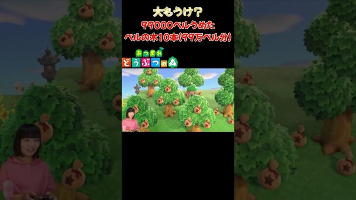 大もうけ？99000ベルうめたベルの木10本(99万ベル分)【あつまれ どうぶつの森(おすそ分け・2人プレイ)】#shorts #あつ森 #animalcrossing #夫婦実況 #ゲーム実況
