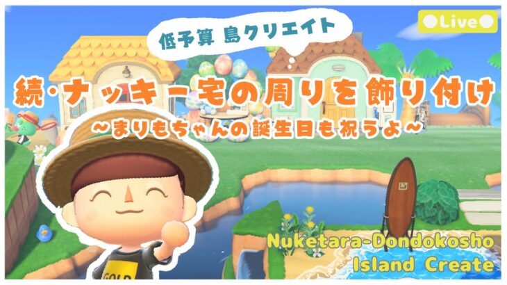 【あつ森 | ライブ】続・ナッキー宅の周りを飾り付け‼️〜まりもちゃんの誕生日も祝うよ〜【低予算島クリエイト | ぬけたらどんどこしょ島】＃３７