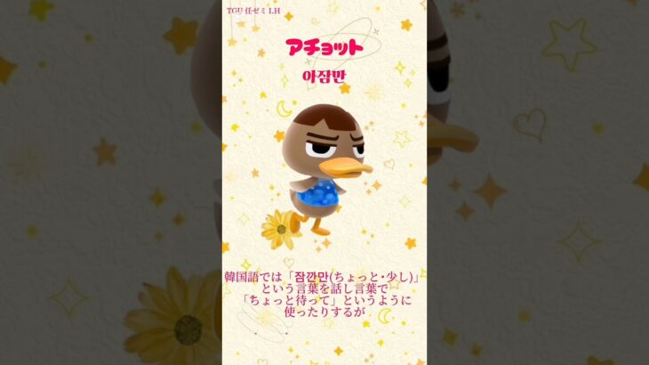 #あつ森日韓住民の名前、#모여봐요 동물의 숲  주민 이름 한일 비교,