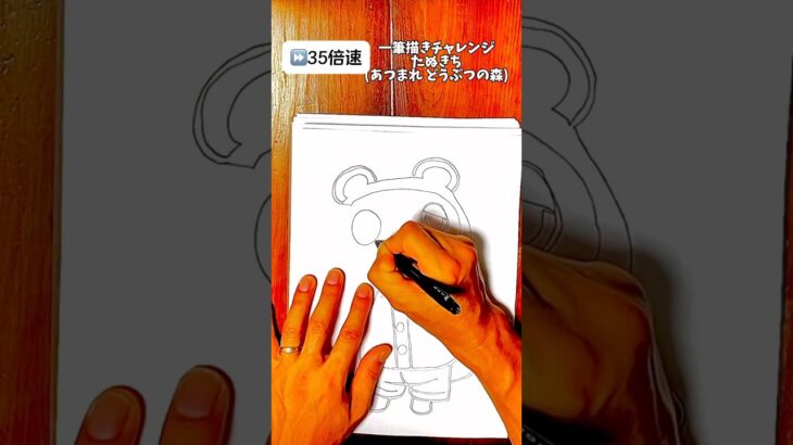 【再々投稿】NO.122 「あつ森　たぬきち」ちゃぁぼの一筆描きアート！#一筆書き#一筆描き#あつ森#たぬきち