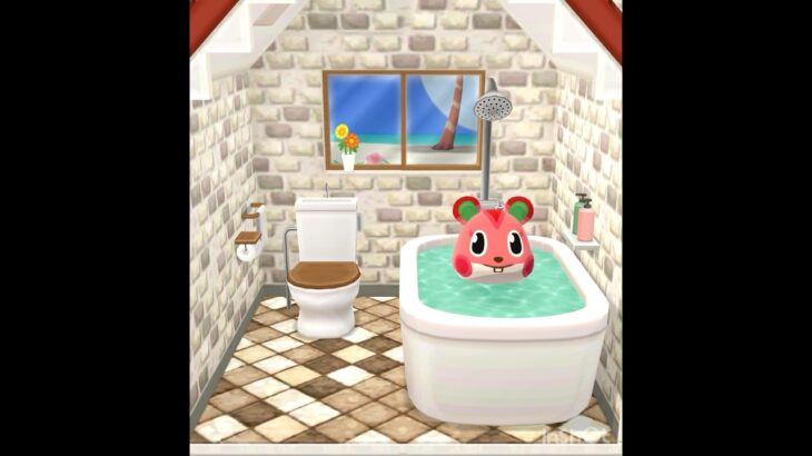 アップルのお風呂タイム♪ #ポケ森　#アップル　#pocketcamp  #あつ森  #animalcrossing  #どうぶつの森  #癒し