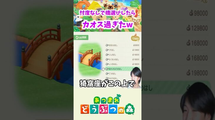 【あつ森】好きな橋を選ばせたらとんでもない事言い出したw #shorts #あつ森 #あつまれどうぶつの森 #ちぬゲームズ #nintendoswitch #ゲーム実況 #切り抜き