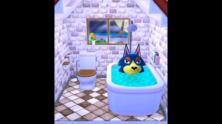 ロボのお風呂タイム♪ #ポケ森　#ロボ　#あつ森　#pocketcamp  #どうぶつの森  #animalcrossing  #ポケ森レイアウト　#癒し　#あつまれどうぶつの森