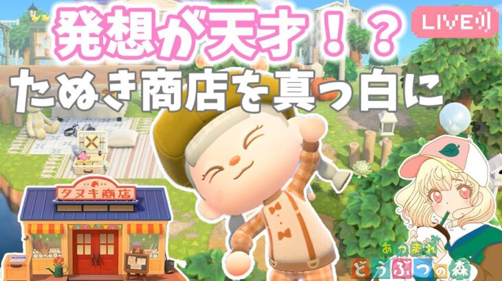 【あつ森】白×ナチュラル統一｜たぬき商店真っ白改造計画🤍｜ライブ【あつまれどうぶつの森】