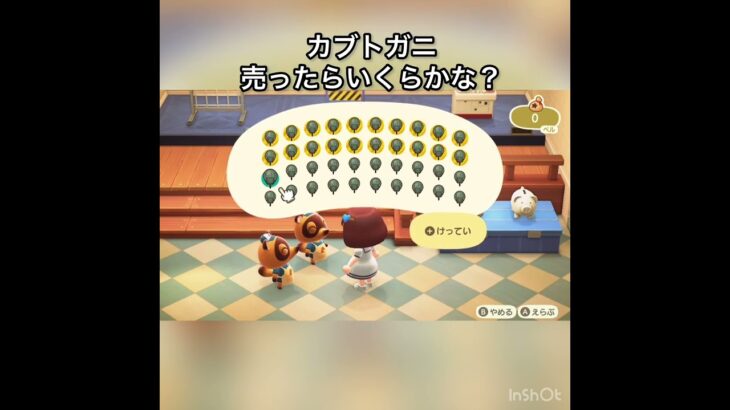 カブトガニ売ってお金を稼ぐ　#vlog #あつ森 #あつまれどうぶつの森 #こはくちゃんねる2424 #animalcrossing #asmr #acnh #shorts