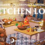 【あつ森BGM】素敵なキッチンダイニングで過ごす穏やかな夜｜リラックスピアノ＋環境音[暖炉]｜ambient music｜Autumn lofi｜2時間｜作業用BGM【ACNH】