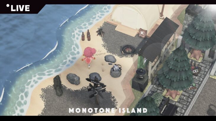 【あつ森 | Switch2】岬の浜辺をかわいくモノトーン島クリエイト⚫️⚪️【HIPHOP島】