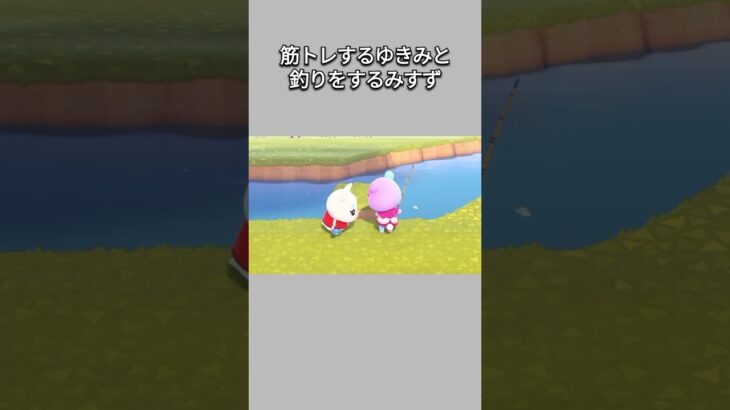 【あつ森】そんなに間近で筋トレと釣りをするなんて🤭ゆきみとみすず張り合ってるの？😂【あつまれどうぶつの森】【どうぶつの森】【ACNH】 #short