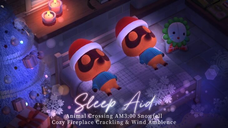【あつ森BGM】冬の「午前3時」⛄まめきち＆つぶきちと一緒に眠る🌙💤赤ちゃんのための睡眠導入BGMクリスマスバージョン😴🎄優しいアンビエント [ 暖炉の焚火の音＆風の音 環境音 ]🎧