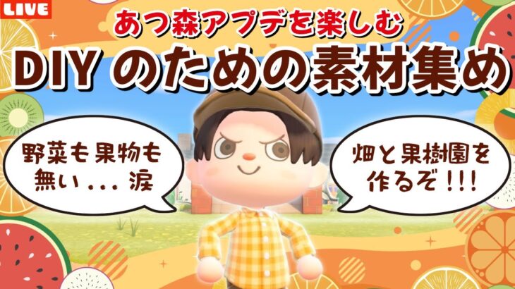 【あつ森】果物と野菜を集めるために大きな畑作る！ホテルや夢の島など新要素も遊び尽くすLIVE配信【あつまれ どうぶつの森】