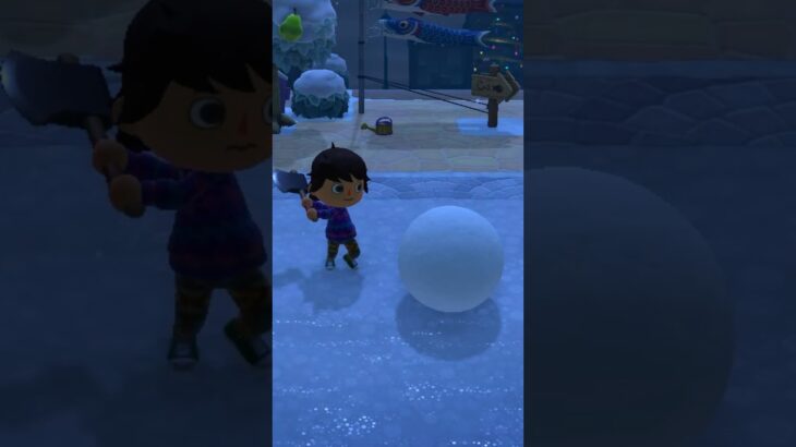【あつ森】雪玉を斧で叩き続けると、流石に割れる説。　#shorts #あつ森
