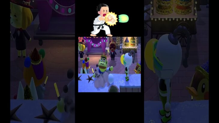 たもつ、雪玉で吹き飛ばされる🦍❄️#あつ森 #落とし穴 #雪玉