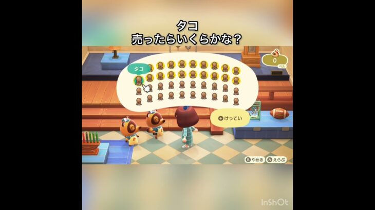 【あつ森】タコを40個売ったら48000ベル稼げた　結果　ベル稼ぐ　#vlog #あつ森 #あつまれどうぶつの森 #こはくちゃんねる2424