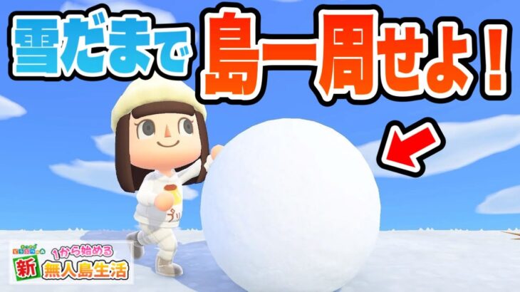 【あつ森】雪だま運びながら島一周チャレンジ！！！#94【あつまれどうぶつの森】