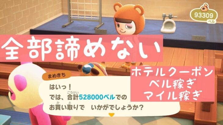 【あつ森】ホテルクーポン・ベル稼ぎ・マイル稼ぎ💰全部を諦めたくない島民代表の多忙な１日🌳10分で50万ベル爆速ベル稼ぎ!! 【あつ森　アップデート】