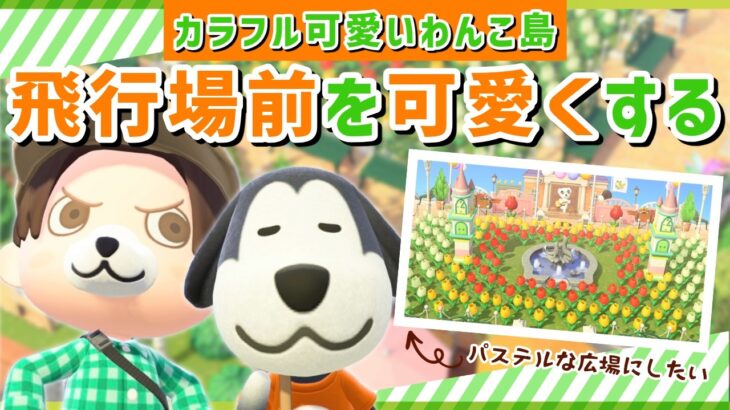 【あつ森】飛行場から続く可愛い広場を完成させる！カラフル可愛いわんこ住民の暮らす街を作るLIVE配信【あつまれ どうぶつの森】