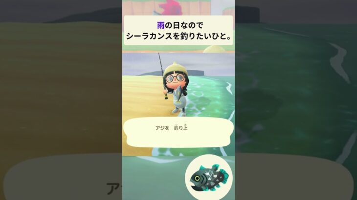 【あつ森】雨の日って、無性にシーラカンスが釣りたくなりますよね。