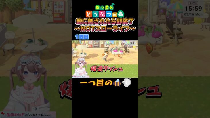 【あつ森】脱スローライフ、蜂に刺されたら即終了【落田おはぎ】 #あつ森 #新人vtuber #切り抜き