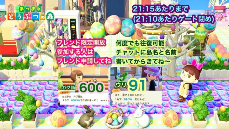 【あつ森】2026,4/5 カブ価600&ウリ91(21:15あたりまで)【フレンド限定開放、参加する人はフレンド申請してね】