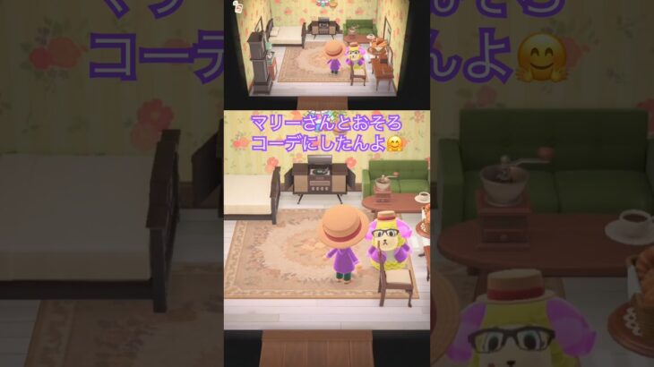 【あつ森】ハピパラでマリーの別荘をコーディネートして、服もおそろコーデで楽しんだよ🤗✨ #あつまれどうぶつの森 #あつ森 #ハッピーホームパラダイス #ハピパラ #animalcrossing