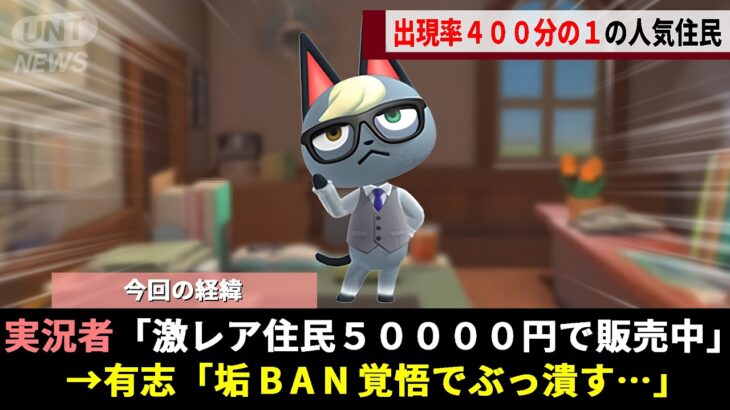 あつ森で出現率400分の1の激レア住民、離島ガチャ地獄につけ込んだ転売ヤーによる”５万円超の闇市場”にとある人物が立ち上がるwwww【あつまれどうぶつの森】