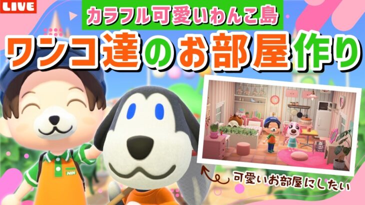 【あつ森】お昼の家事や作業のお供に！わんこ達のお部屋を作り込むLIVE配信【あつまれ どうぶつの森】