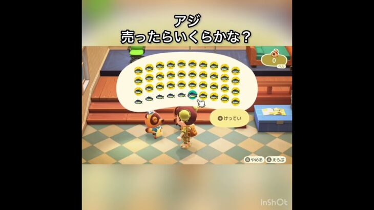 あつ森　アジ売ったらいくらかな？　　#vlog #あつ森 #あつまれどうぶつの森 #こはくちゃんねる2424   #毎日更新　毎日更新中　 金を稼ぐ