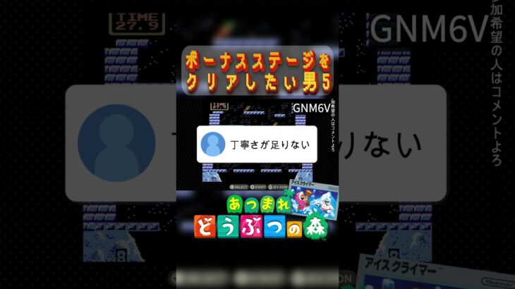 ボーナスステージをクリアしたい男の物語 5　#あつ森  #switch2  #ゲーム実況  #切り抜き  #shorts  #アイスクライマー