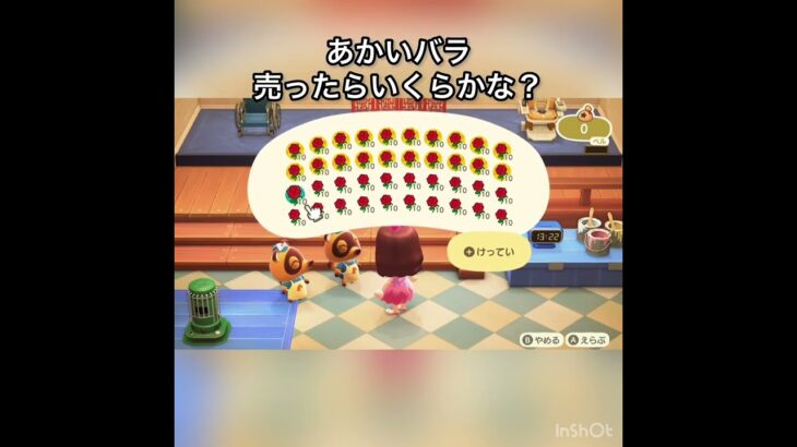 【あつ森　赤いバラを大量に売ったらいくらかな？　　#vlog #あつ森 #あつまれどうぶつの森 #こはくちゃんねる2424   #毎日更新　毎日更新中　 金を稼ぐ】